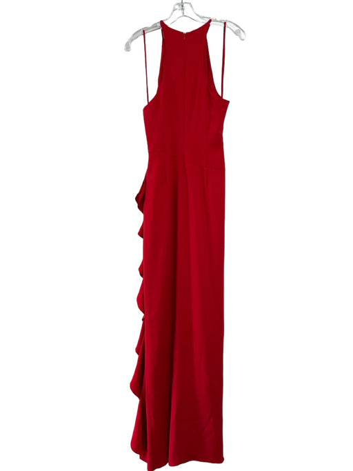 Badgley Mischka Collection Size 6 Red Polyester Sleeveless Back Zip Ruffle Gown Red / 6
