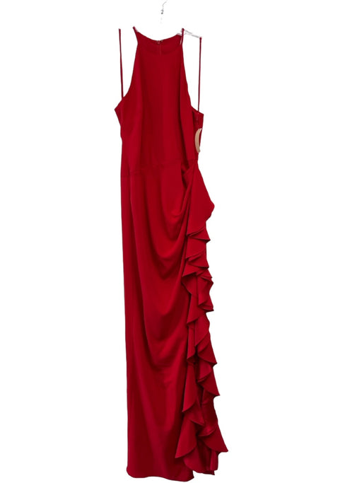 Badgley Mischka Collection Size 6 Red Polyester Sleeveless Back Zip Ruffle Gown Red / 6