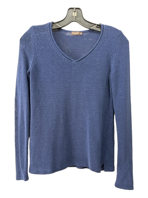 J. McLaughlin Size XS Navy Blue Cotton Blend Knit V Neck Long Sleeve Sweater Navy Blue / XS