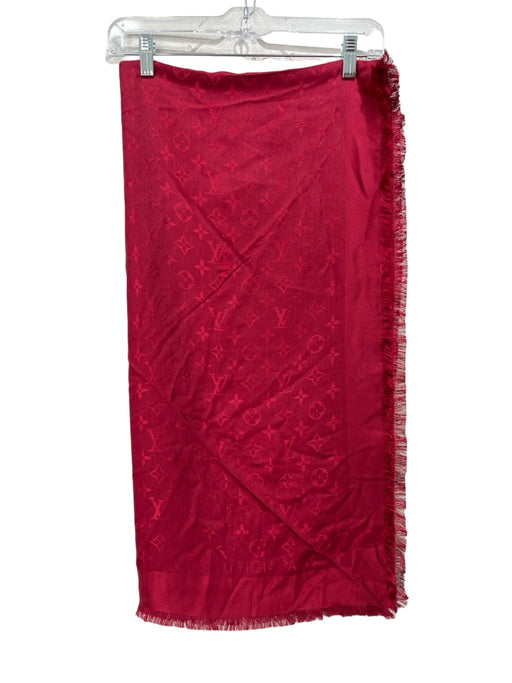 Louis Vuitton Red Silk & Wool Monogram Raw Hem scarf Red / 55