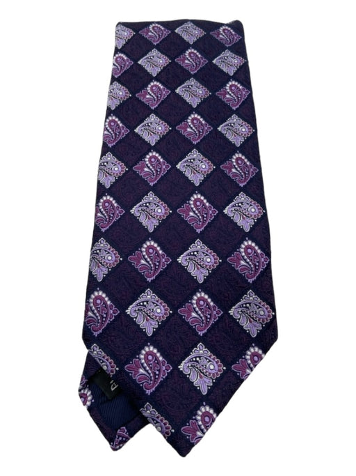 Ermenegildo Zegna Purple Silk Checkered Paisley Men's Tie