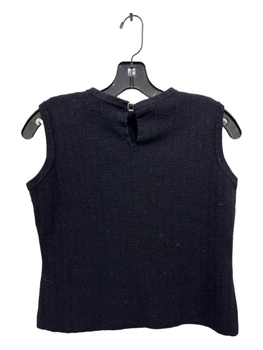 SJK St. John Size 6 Black Wool Blend Sleeveless Back Keyhole Ribbed Knit Top Black / 6