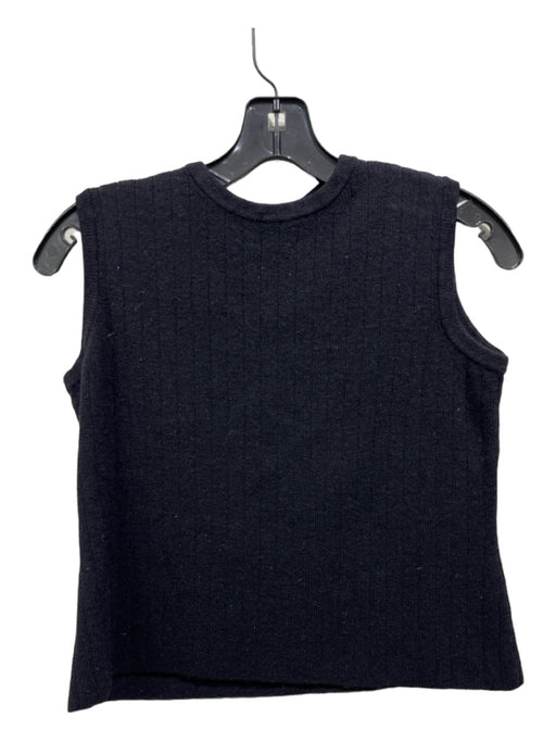 SJK St. John Size 6 Black Wool Blend Sleeveless Back Keyhole Ribbed Knit Top Black / 6