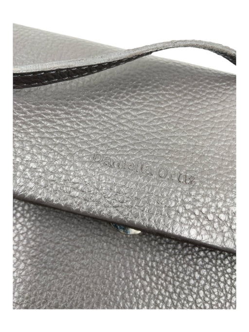 Daniella Ortiz Gray Pebbled Leather Top Flap Crossbody silver hardware Bag Gray / S