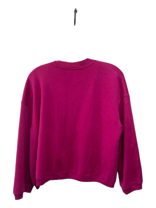 St. John Size S Fuschia Pink Wool Blend Ribbed Trim Open Front Cardigan Fuschia Pink / S