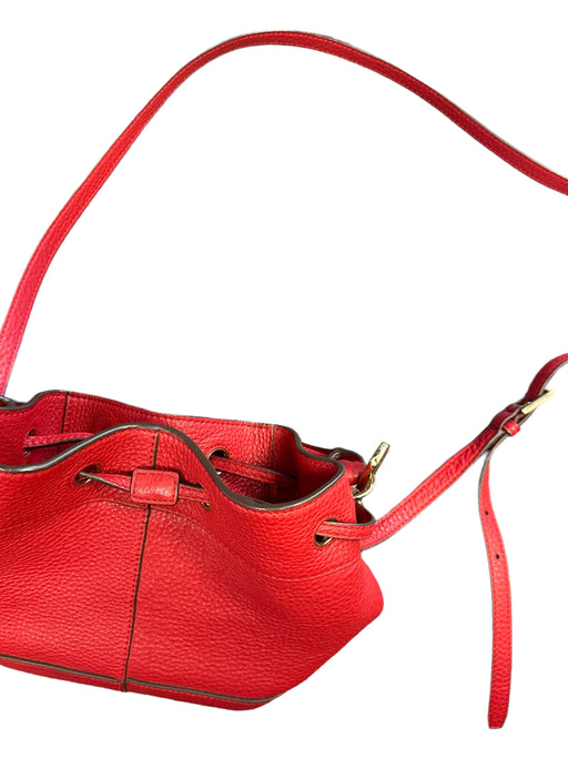 Tory Burch Red Leather Drawstring bucket Crossbody Strap Bag Red / S