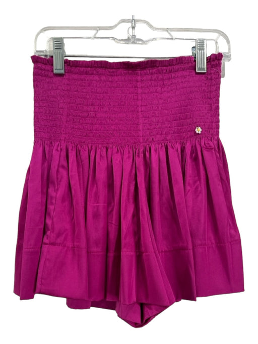 Natural Life Size XS Pink Polyester Smocked Waist Band Flutter Hem Satin Shorts Pink / XS