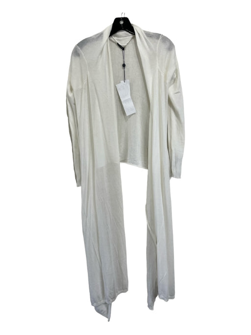 Magaschoni Size XS White Cotton Open Front Knit Drape Sweater White / XS
