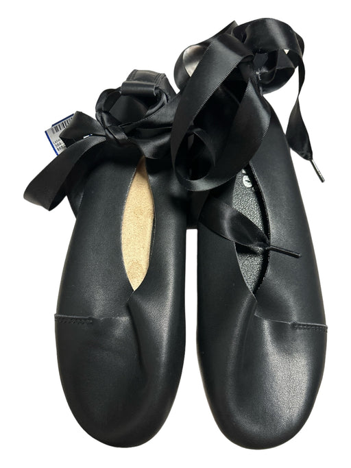 Kunsto Shoe Size 7.5 Black Leather Ankle Tie Flats Black / 7.5