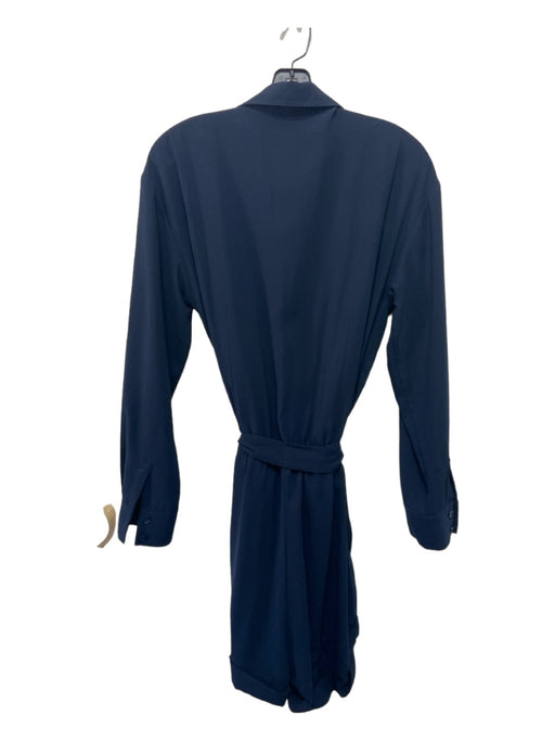 Frame Size S Navy Blue Polyester Collared Button Up Long Sleeve Pockets Romper Navy Blue / S