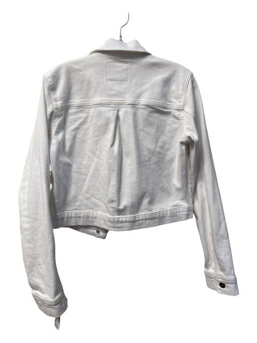 Paige Size S White Cotton Denim Long Sleeve Crop Pockets Jacket White / S