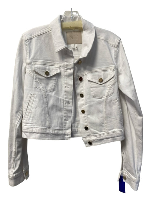 Paige Size S White Cotton Denim Long Sleeve Crop Pockets Jacket White / S