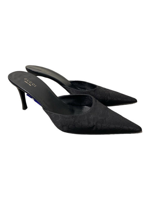 Gucci Shoe Size 39 Black Fabric Pointed Toe Pump Mule Heel Shoes Black / 39