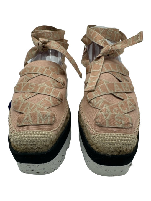 Stella McCartney Shoe Size 39 Blush, Black, Beige Canvas Hemp Flatform Sandals Blush, Black, Beige / 39