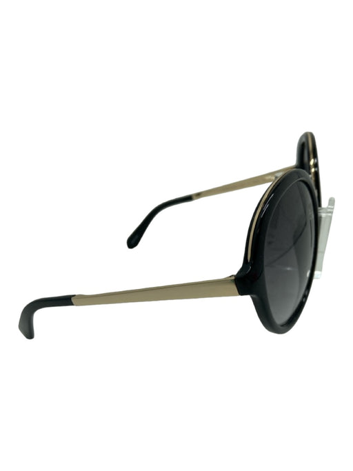 Kate Spade Black & Gold Plastic round Gold Bar Case Inc. Sunglasses Black & Gold