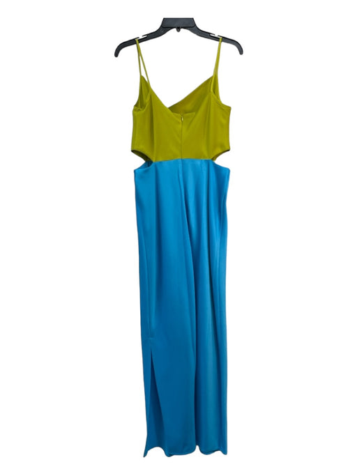 Taylor Size 8 Green & Turquoise Polyester Color Block Spaghetti Strap Gown Green & Turquoise / 8