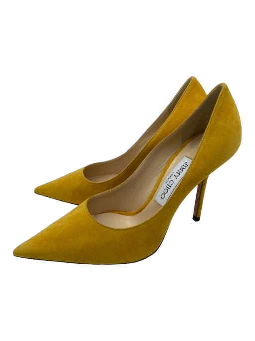 Jimmy Choo Shoe Size 37.5 Mustard Yellow Suede Pointed Toe Heel Pumps Mustard Yellow / 37.5
