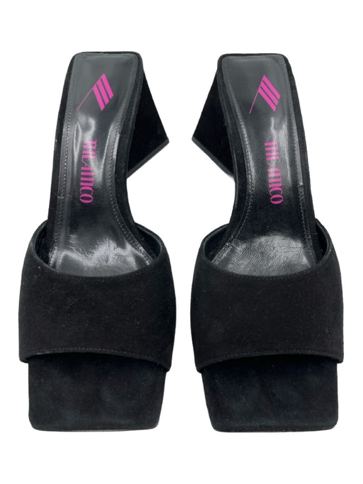 The Attico Shoe Size 38 Black Leather Suede Square Toe Sandals Black / 38