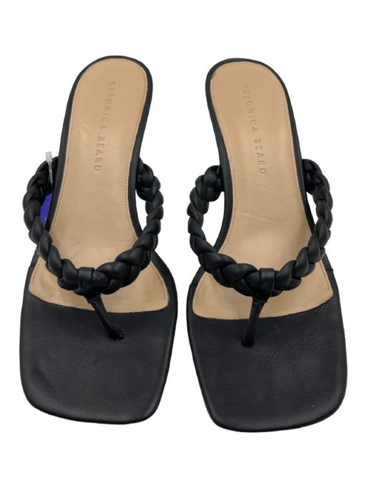 Veronica Beard Shoe Size 8.5 Black Leather Square Toe Braided Sandals Black / 8.5