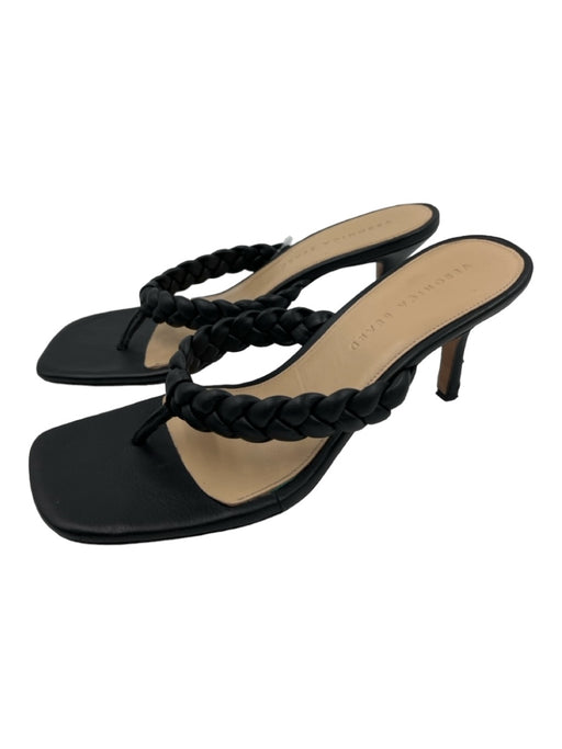 Veronica Beard Shoe Size 8.5 Black Leather Square Toe Braided Sandals Black / 8.5