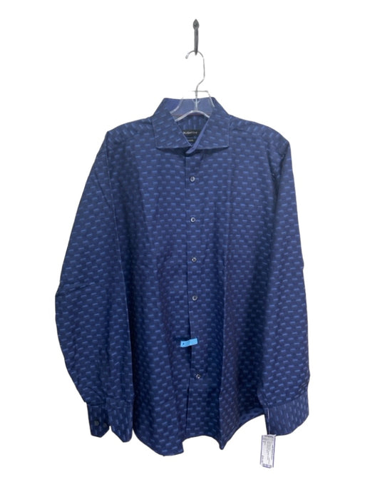 Bugatchi Size M Navy Cotton Blend Abstract Button Down Men's Long Sleeve Shirt M