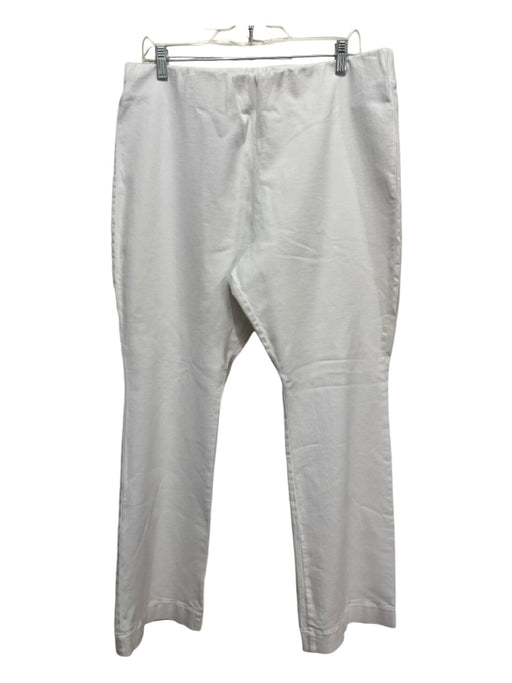 Ann Mashburn Size XL White Cotton Elastic Waist Flare Leg Pants White / XL