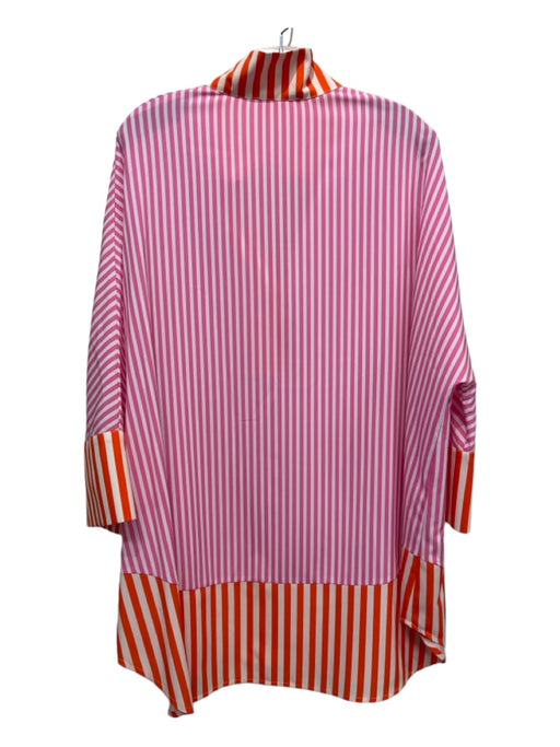 Tuckernuck Size XXL White, Pink & Orange Polyester V Neck Striped Shift Top White, Pink & Orange / XXL