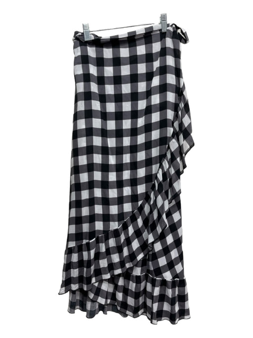Kate Spade Size XL Black & White Rayon Ruffle Trim Gingham Wrap Skirt Black & White / XL