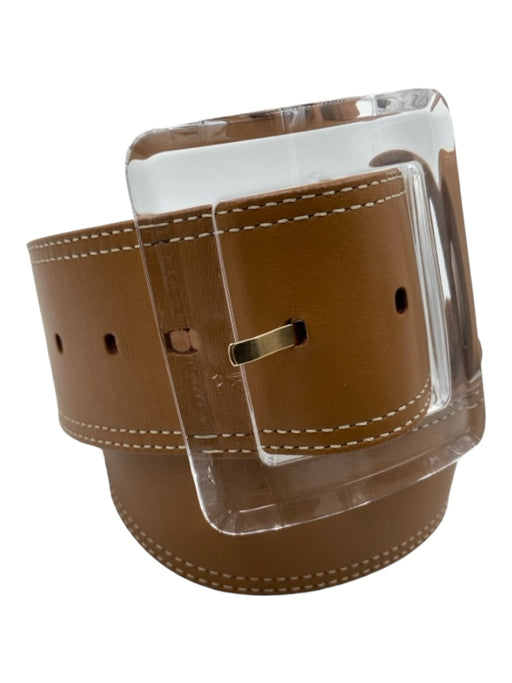 Veronica Beard Brown Leather thick band Square Buckle Clear Buckle Belts Brown / S