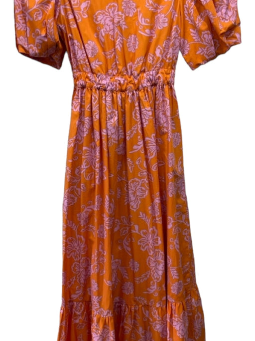 XiRENA Size XS Orange & Pink Cotton Floral Paisley V Neck Maxi Dress Orange & Pink / XS