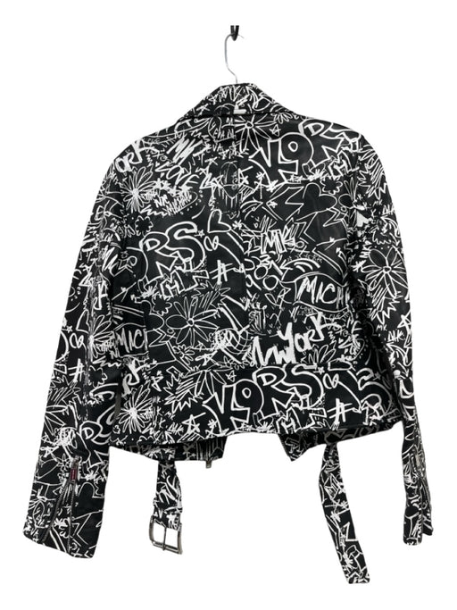 Michael Michael Kors Size M Black & White Lamb leather Abstract Graphic Jacket Black & White / M
