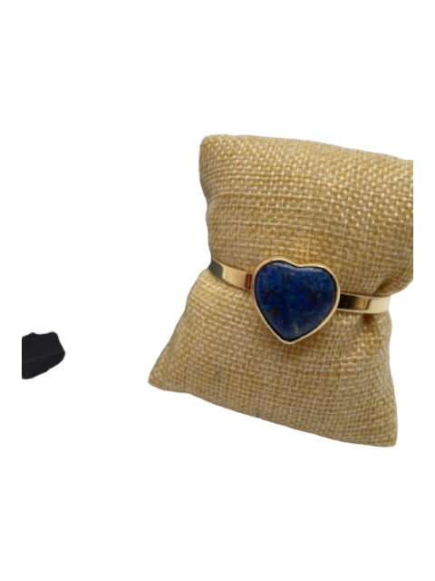 custommade Blue & Gold Gold Lapis Lazuli Heart Bangle Bracelet Blue & Gold