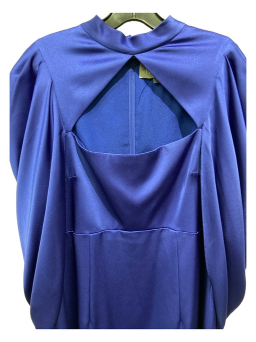 Theia Size 14 Cobalt Blue Polyester Cut Out Mock Neck Cape Sleeve Gown Cobalt Blue / 14
