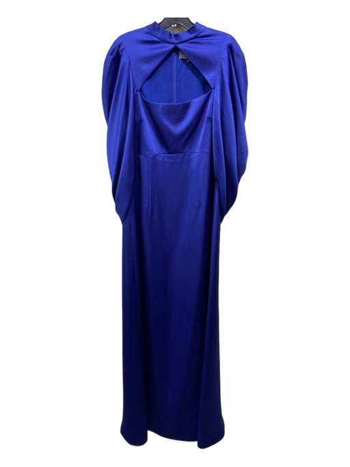 Theia Size 14 Cobalt Blue Polyester Cut Out Mock Neck Cape Sleeve Gown Cobalt Blue / 14