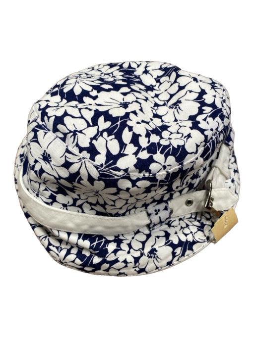 Burberry Navy & white Canvas Buckle Detail Floral Bucket Small Rim Hat Navy & white / S