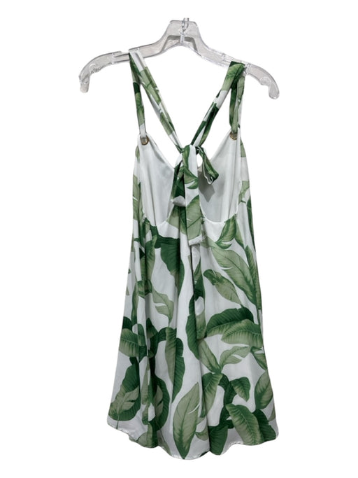 Show Me Your Mumu Size S White & Green Polyester Leaf Print V Neck Romper White & Green / S