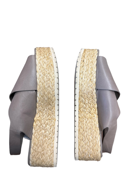 Vince Shoe Size 8 Mushroom Leather Espadrille Platform Velcro Sandals Mushroom / 8