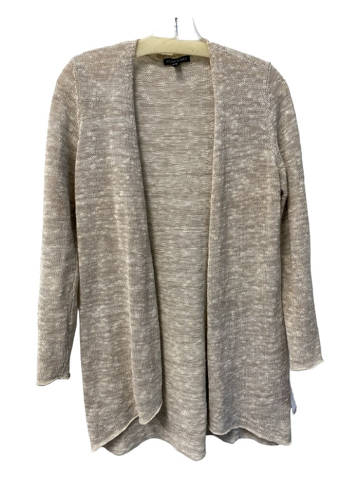 Eileen Fisher Size XS Tan Linen Knit Long Sleeve Open Front Long Cardigan Tan / XS