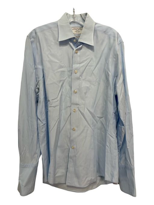 Charles Tyrwhitt Size 16 Light blue Cotton Blend Soldier Men's Long Sleeve Shirt 16