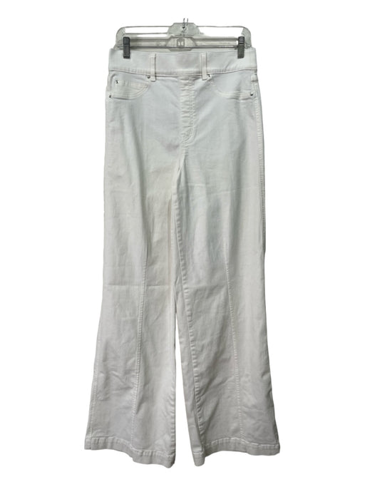 Spanx Size L Off White Cotton Blend Elastic Waist Wide Leg Long Pants Off White / L
