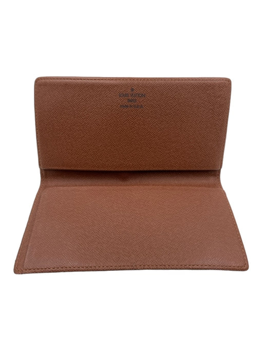 Louis Vuitton Brown & Tan Leather Monogram Checkbook Wallets Brown & Tan