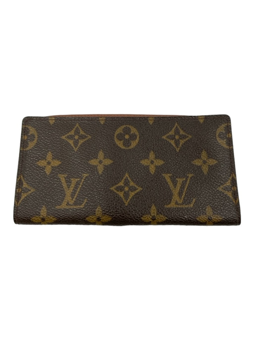 Louis Vuitton Brown & Tan Leather Monogram Checkbook Wallets Brown & Tan