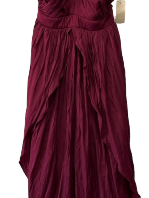 Lulus Size M Merlot Red Polyester Spaghetti Strap Strappy Side Slit Gown Merlot Red / M