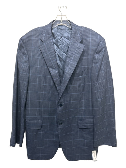Canali Blue & Navy Wool Plaid 2 Button front pocket Men's Blazer 56