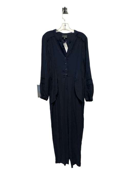 Greylin Size M Navy Sleeve Detail Long Sleeve Buttons Jumpsuit Navy / M