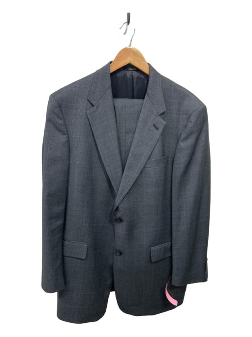Hart Schaffner & Marx Gray & Blue Wool Blend Plaid 2 Button Men's Suit 42