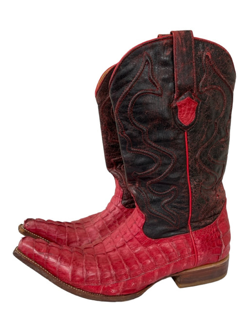 Wild West Western Boots Shoe Size 8 Red & Black Genuine Croc Pointed Toe Boots Red & Black / 8