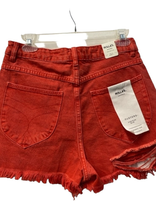 Rolla's Size 29 Red Cotton Blend High Waist Frayed Hem 4 Pocket Shorts Red / 29