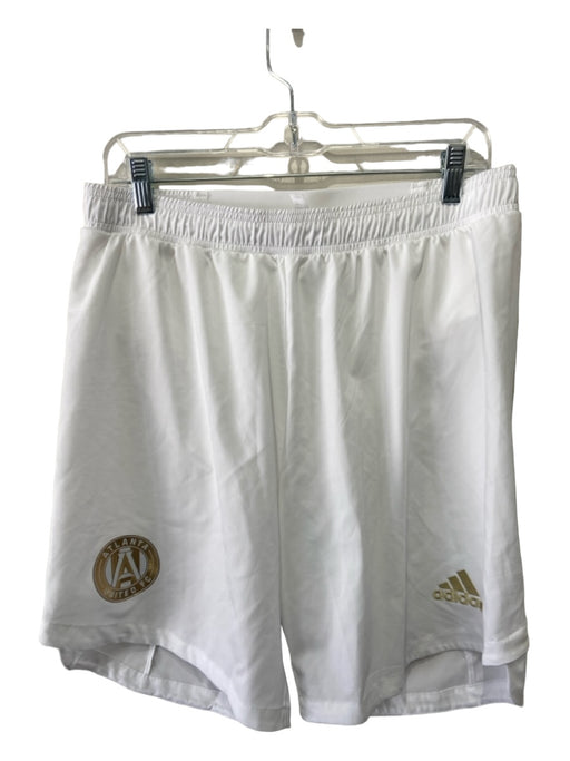 Adidas Size L White Synthetic Solid Athleisure Men's Shorts L