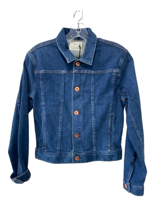 Billy Reid Size S Med Wash Cotton Denim Button Front Long Sleeve Jacket Med Wash / S